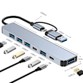 Pikkukuva 3 / 5: Multiport USB Hub 3.0 Multi USB -jakaja 4 USB C -porttia 3.0 2.0 -porttia PC-kannettavan tietokoneen hubille