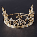 Miniatyrbillede 3 af 5: Gylden Kongekrone til Mænd Justerbar Imperial Medieval Fødselsdagskrone Prom Konger