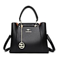 Miniatyrbillede 1 af 6: Mode Dame Læder Håndtaske Designer Skuldertaske Crossbody Taske Dame Stor Kapacitet Shopping Messenger Tote Taske Black