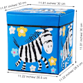 Miniatyrbillede 3 af 5: Foldbar tegneserie opbevaringsskammel med aftageligt låg, sød fodskammel, sæde opbevaringskube/boks/beholdere til hjemmet, soveværelset, kollegiet (blå zebra)