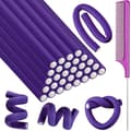Multifunktionell Svamp Hårrullare Lockningskit, 31-delars Värmelöst Lockningsset med Kammar för Hem DIY Styling Purple 31pcs Set