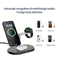 Miniatyrbilde 6 av 7: Magnetisk trådløs ladestasjon 3-i-1 hurtiglader for iPhone 15 14 13 12 Pro Max white