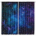 Miniatyrbillede 3 af 5: Børnegardiner til drenge med rumtema, stanglomme (2 stk. 150 cm*180 cm) Blå Planet Nebula Kosmisk Sort Psykedelisk