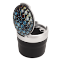Miniatyrbillede 5 af 8: Bærbar bilaskebæger Mini Sølv Kant Brandforebyggelse Røgfrit bilaskebæger med LED-lys og låg Honeycomb