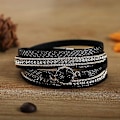 Pikkukuva 4 / 5: Nahkainen käärekoru naisille, Boho Leopard monikerroksinen kristallihelmillä koristeltu rannekoru
