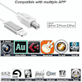 Pikkukuva 2 / 2: Lightning - Type-b MIDI-koskettimiston muunnin USB 2.0 -kaapeli iPhone 7 8 X iPadille (FMY)