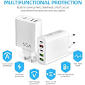 Miniatyrbild 6 av 7: Flera Laddare 65W 5 USB-Portar C, QC3.0, USB C PD20W Adapter, Flera Laddare, Snabbare och Säkrare Laddning. Kompatibel med Alla Mobiltelefoner