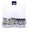 Miniatyrbild 3 av 4: 70 set silverfärgade blandade former naglar och nitar konformade kroknaglar lädernitkit för kläder skor B silver