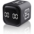 Miniatyrbilde 5 av 5: Kube Timer - Rotasjonstimer med tilpasset nedtelling - Stille, vibrerende og justerbar lydalarm - Perfekt for oppgaver, arbeid, studier og kjøkken Black