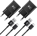 2 st snabbladdare, 1,2 m kabel, kompatibel med Samsung Galaxy S22 S21 S20 S8 S10 S9 Plus Note 7 8 9 10 A53 LG, HTC 2-pack/black