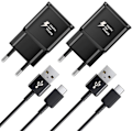 Miniatyrbilde 1 av 5: 2 stk. hurtiglader, 1,2 m kabel, kompatibel med Samsung Galaxy S22 S21 S20 S8 S10 S9 Plus Note 7 8 9 10 A53 LG, HTC 2-pack/black