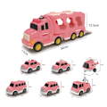 Pikkukuva 3 / 5: 1 Set Kids Carrier Truck Lelu Musiikki Valo Inertiaveto Koulutus Kuljetusauto Taaperot Pojat Tytöt Konttiauto Lelu Syntymäpäivälahjat