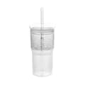 600 ml glaskopp mjölk kaffekopp med lock och sugrör transparent rand vattenkopp mugg dricksglas (FQ)