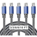 Miniatyrbillede 1 af 4: 5-pak nylon iPhone oplader Lightning kabel Hurtig opladning