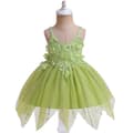Peter Pan Prinsessekjole til piger med spaghettistropper og meshkant D1183 Green 130cm