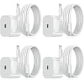 4-pakning - iPhone-lader - Hurtiglader - Adapter + 2m Kabel 20W Lightning Hvit 4-pakning iPhone 4-pakning 4-Pack Lightning