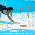 Miniatyrbild 3 av 9: 30 st Dykleksaker för Pool för Barn Set med Förvaringsväska Poolspel Sommar Simning Vatten Fiskleksaker