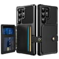 SKALO Samsung S25 Ultra Shockproof Case with Wallet - Black Svart black
