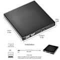 Pikkukuva 5 / 5: Ulkoinen CD/DVD-asema, USB 2.0 Slim Protable Ulkoinen CD-RW-asema DVD-RW-poltin Polttoasema kannettavalle PC-pöytätietokoneelle, musta