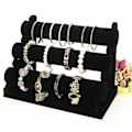 Miniatyrbillede 2 af 5: 3-lags smykkeholder i velour, T-bar organizer (Sort)