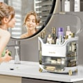 Miniatyrbillede 4 af 5: Luksuriøs Makeup Organizer - Vandafvisende, Støvfri, Stor Kapacitet Makeup Opbevaring med Låg til Badeværelsesbord, Soveværelse, Kommode