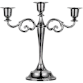 Miniatyrbilde 1 av 5: 3-Arms Metall Lysestake Sølv Europeisk Elegant Lysestake Lysestakeholder for Bryllup Spisebord Julebord Hjem Dekor Svart