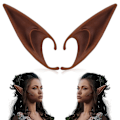 Miniatyrbilde 5 av 5: Brune Alfeører - Kort og Langt Sett med Fe-ører, Silikon Vampyrører, Brun Pels for Kvinner, Cosplay, Renessanse Dark brown 12cm