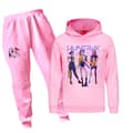 Kpop Demon Hunters barnegenser med hette og bukser sett pink 100cm