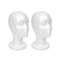 Miniatyrbilde 1 av 3: TG Hvit skum mannequin hode display, isopor parykkhode (2-pakning)