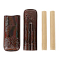 Miniatyrbillede 1 af 5: Cigar Etui PU Læder Brun 2 Fingre Cigar Transport Rejse Etui Bærbar til Rejser Jubilæumsgaver