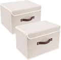 Vikbar Förvaringslåda i Tyg med Lock Tvättbar Organizer 38x25x25 cm Set om 2 Beige