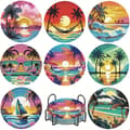 Jule Diamond Painting Coaster Sæt, Gør-det-selv Mousserende Drikkeunderlag med Metalholder 835