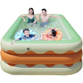 Miniatyrbillede 1 af 10: Oppustelig Pool, 3-lags Fortykket Familiepool til Småbørn, Udendørs, Have, Baghave, Sommervandfest (1,5 m)