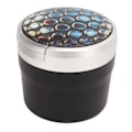 Miniatyrbillede 2 af 8: Bærbar bilaskebæger Mini Sølv Kant Brandforebyggelse Røgfrit bilaskebæger med LED-lys og låg Honeycomb