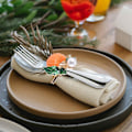 Miniatyrbilde 5 av 5: 6 stk Halloween Thanksgiving Pumpe Serviettring Mønster Rom Sett Bordservett Knapp Høsttema Serviettring