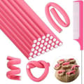 Multifunktionell Svamp Hårrullare Lockningskit, 31-delars Värmelöst Lockningsset med Kammar för Hem DIY Styling Pink 31pcs
