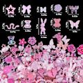 Miniatyrbillede 3 af 5: 100 Stykker 3D Harpiks Sommerfugl Bjørn Negle Charms Rose Blomster Peach Kjole Bue Hjorte Slange Kanin Dyr Formet Rhinestones P