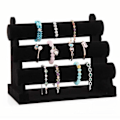 Miniatyrbillede 1 af 5: 3-lags smykkeholder i velour, T-bar organizer (Sort)