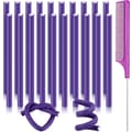 Multifunktionell Svamp Hårrullare Lockningskit, 31-delars Värmelöst Lockningsset med Kammar för Hem DIY Styling Purple 20pcs Set