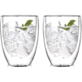 Miniatyrbillede 1 af 5: Dobbelt væggede isolerede glas krus (sæt af 2), kaffekrus, tekopper, drikkeglas til kolde eller varme drikke (350 ml)