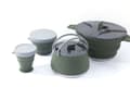 Vikbart campingkärlset i silikon, bärbart utomhuskökskit med non-stick-beläggning för vandring och resor Set 2 Khaki