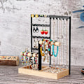 Miniatyrbillede 2 af 4: Smykkestativ, 4-lags metal halskæde display opbevaringsstativ øreringetårn sort