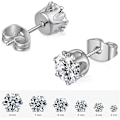 Miniatyrbillede 3 af 5: Par Ørestikker Sæt, 316L Rustfrit Stål Klar Cubic Zirconia Ørestikker Til Kvinder Mænd 3-8mm