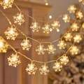 1,7 cm Snowflake LED Warm Light Strings, 10 m 80 LED, USB/Battery Powered, Flashing/Constant, Christmas Decoration 10m