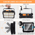 Miniatyrbillede 5 af 5: Genopladelig LED-projektør, 80W byggepladslampe, bærbar arbejdslampe 200 lysdioder/solpanel/4 lystilstande/6000mAh eksternt batteri, I