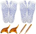 2x massagestrumpor, reflexologistrumpor set, bomullsfotreflexologistrumpor, tryckpunktsstrumpor, massagepinne
