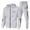 Miniatyrbillede 1 af 7: Tracksuit sæt til mænd | Hættetrøje med lynlås & joggingbukser | Sportstøj | M-3XL | Lysegrå Light Grey L