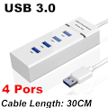 Miniatyrbillede 1 af 4: USB 3.0-porte Hub Splitter Adapter Kabel Computer USB Splitter Hvid