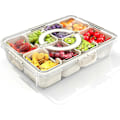 Miniatyrbilde 1 av 5: Snackle Box Beholder, Delt Serveringsbrett med Lokk og Håndtak, Reisesnackboks, Multifunksjonell Matorganisator og Oppbevaringsbeholder for Charcuterie