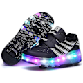 Miniatyrbild 1 av 5: REA! 2022 Nya Högkvalitativa LED-skor med Hjul som Lyser | Dubbla Hjul | USB Uppladdningsbara Skateboardskor | Svart Black 30